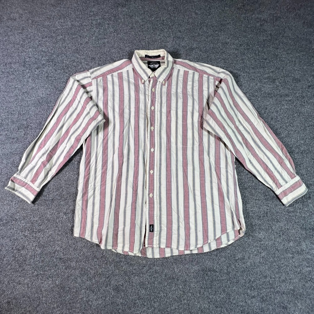 Vintage Dockers Levi's Shirt Mens Large Multicolor Striped Cotton Button Front